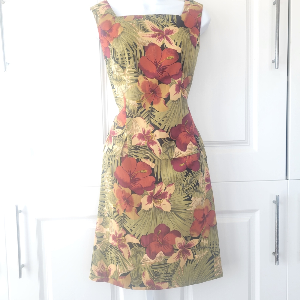 Ronni Nicole Floral Midi 2-Piece - Olive and Coral